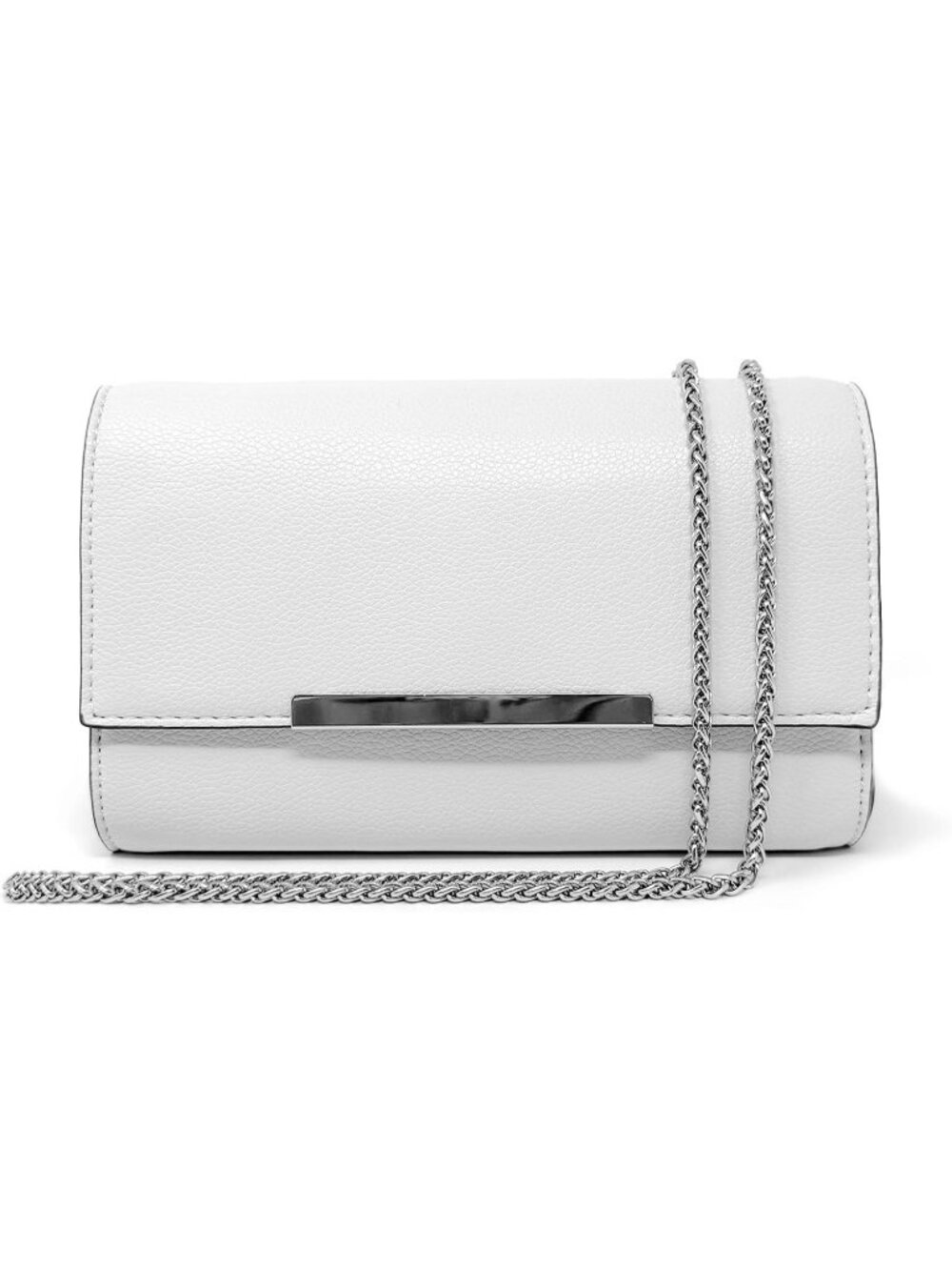 Women’s White Clutch Purses Wristlet Vegan Leather Formal Evening Bag